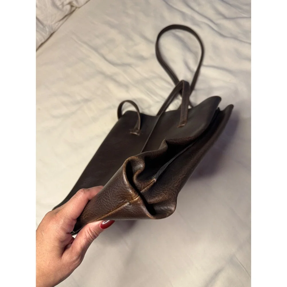 Vintage Liz Claiborne North South Leather Tote Chocolate Brown 90s